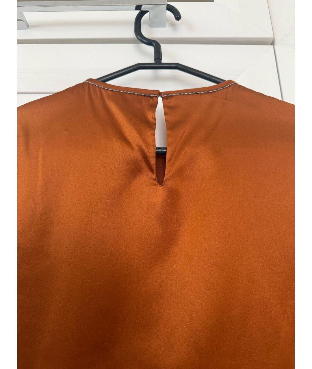 BRUNELLO CUCINELLI Оранжевая шелковая блузы, фото 5