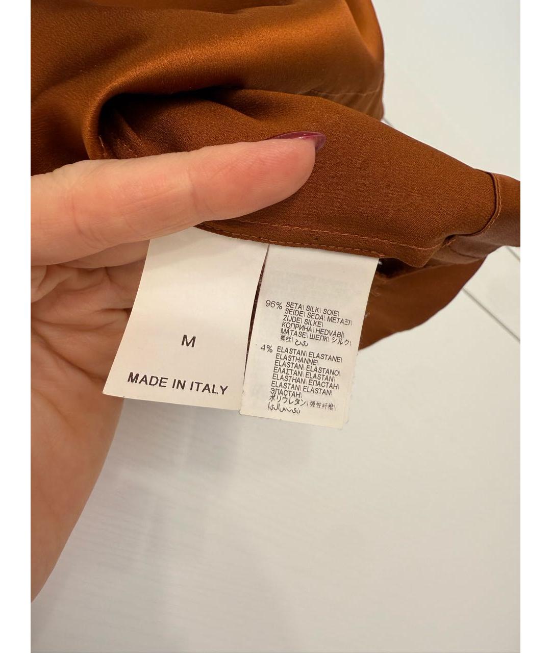BRUNELLO CUCINELLI Оранжевая шелковая блузы, фото 6
