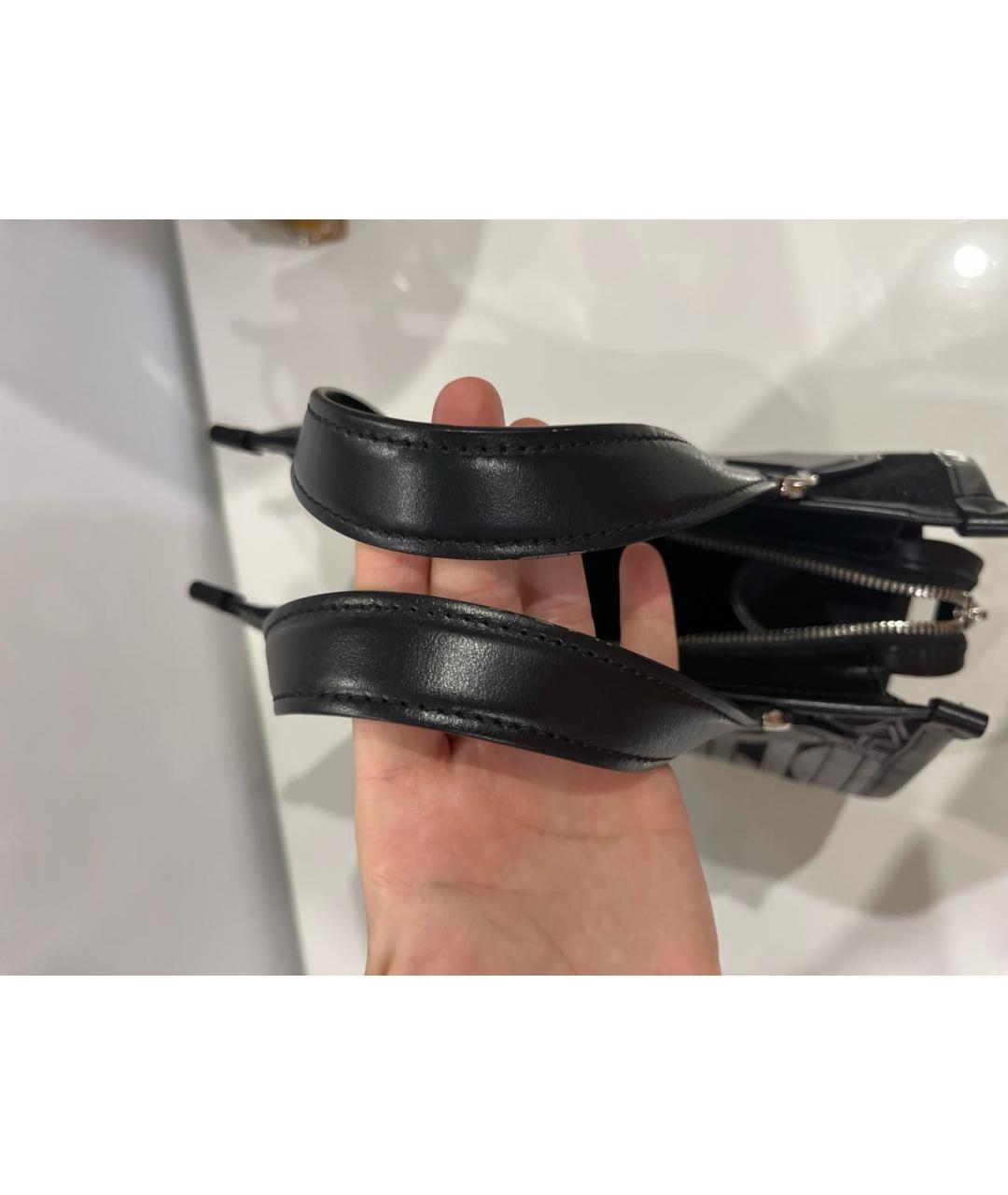 LANCEL Черная тканевая сумка с короткими ручками, фото 5