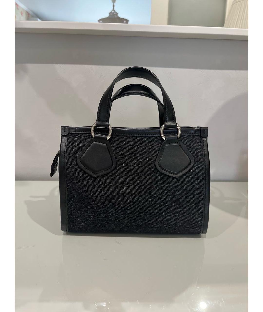 LANCEL Черная тканевая сумка с короткими ручками, фото 3