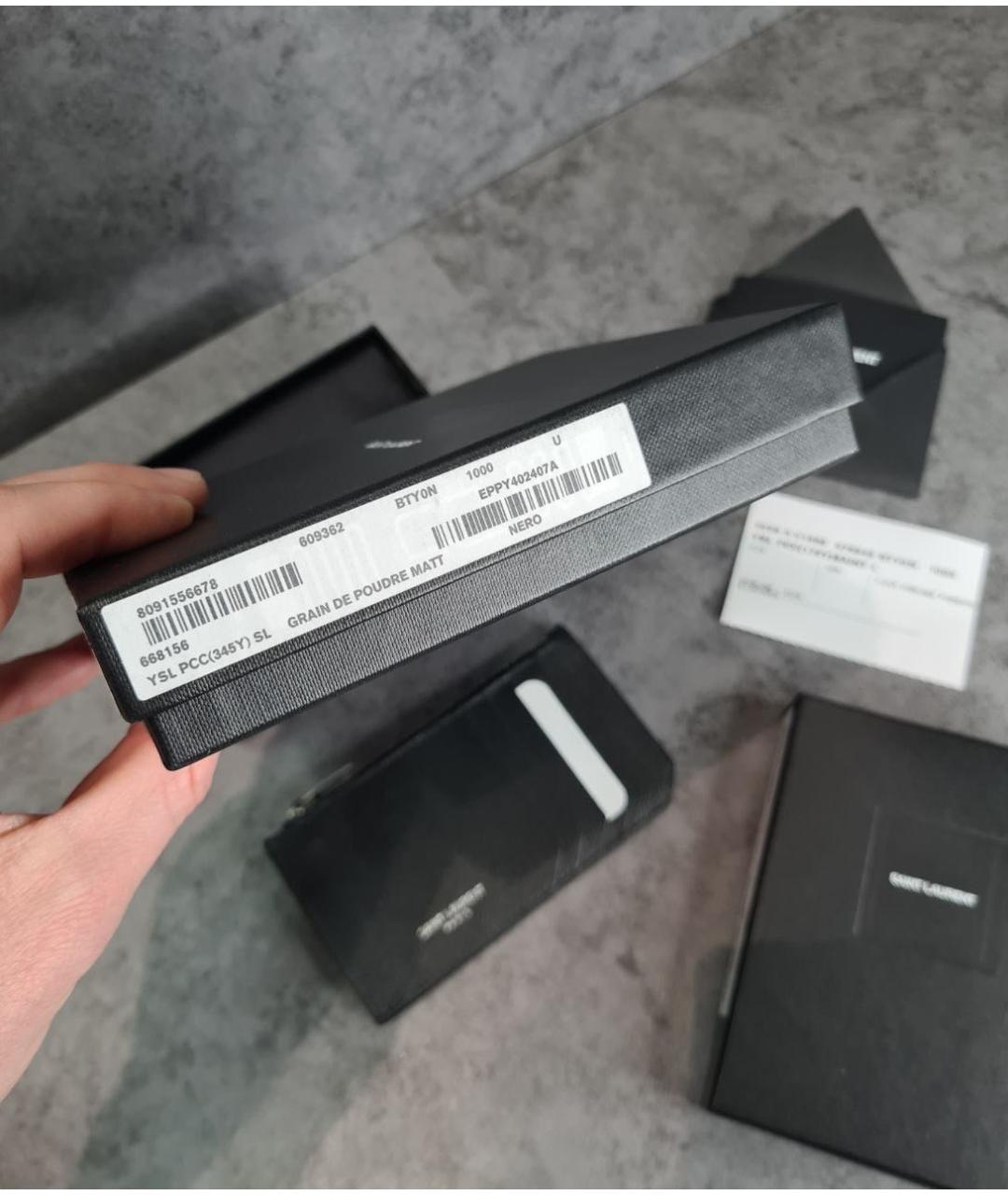 SAINT LAURENT Черный кожаный кардхолдер, фото 7