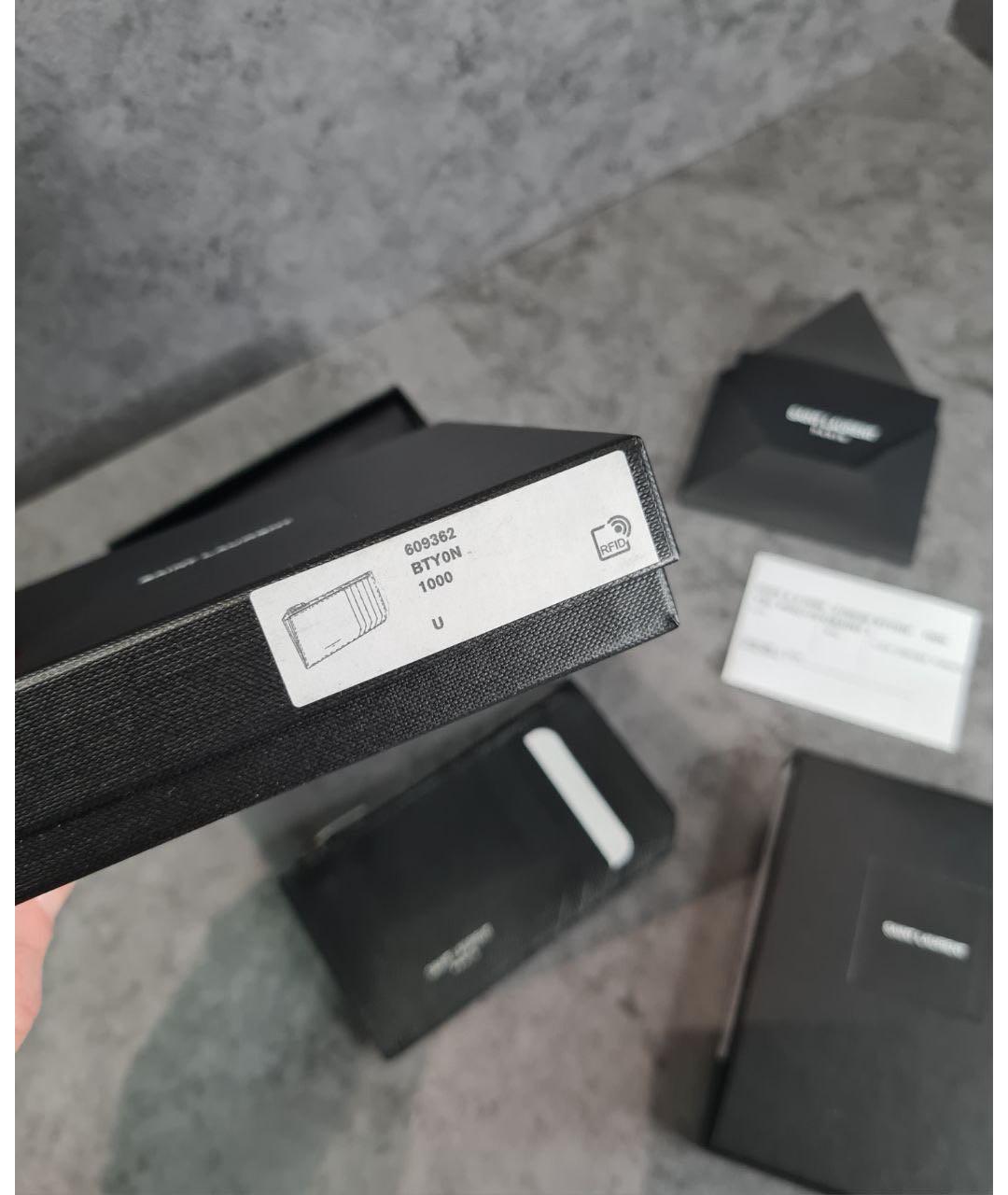 SAINT LAURENT Черный кожаный кардхолдер, фото 6