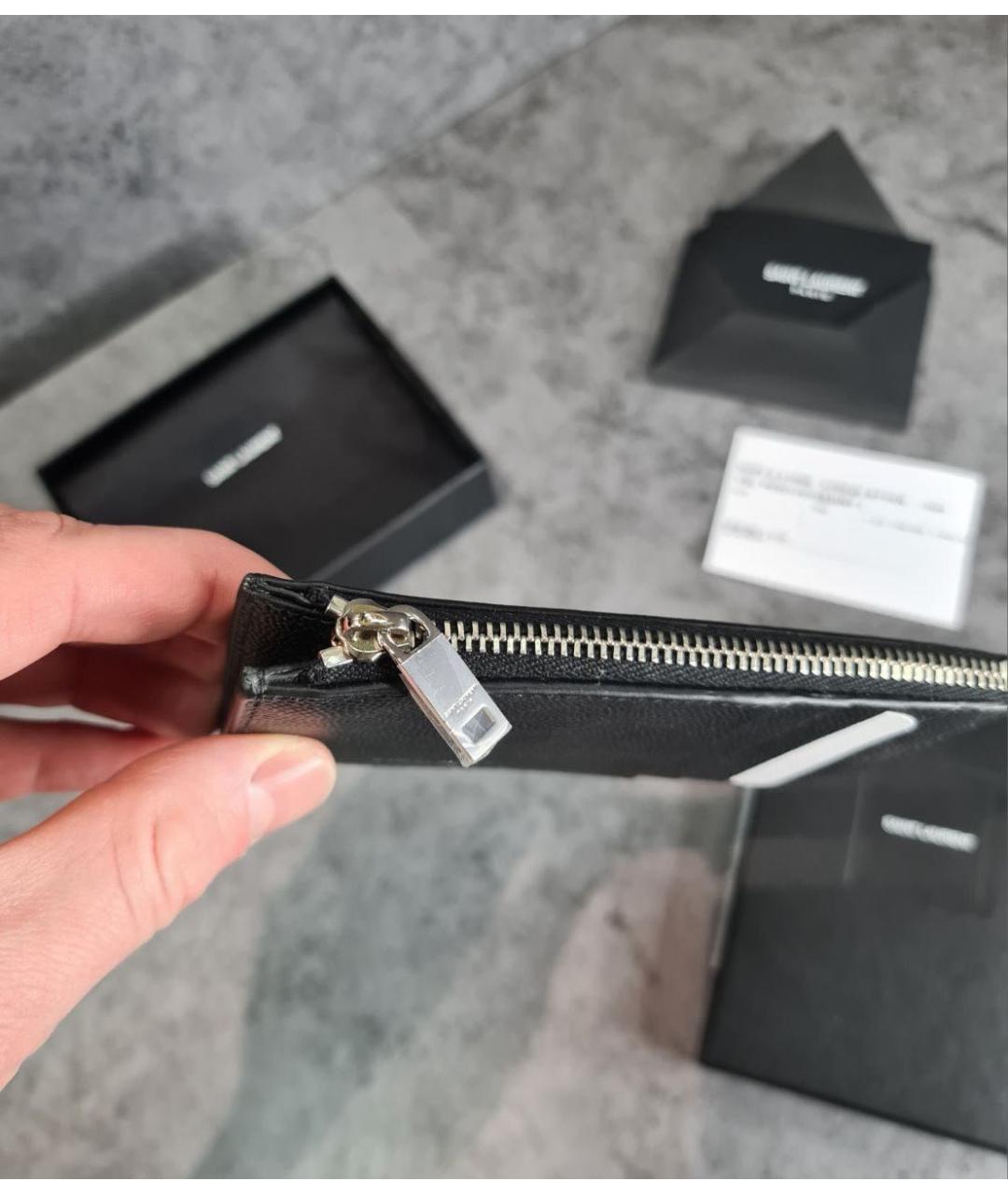 SAINT LAURENT Черный кожаный кардхолдер, фото 5