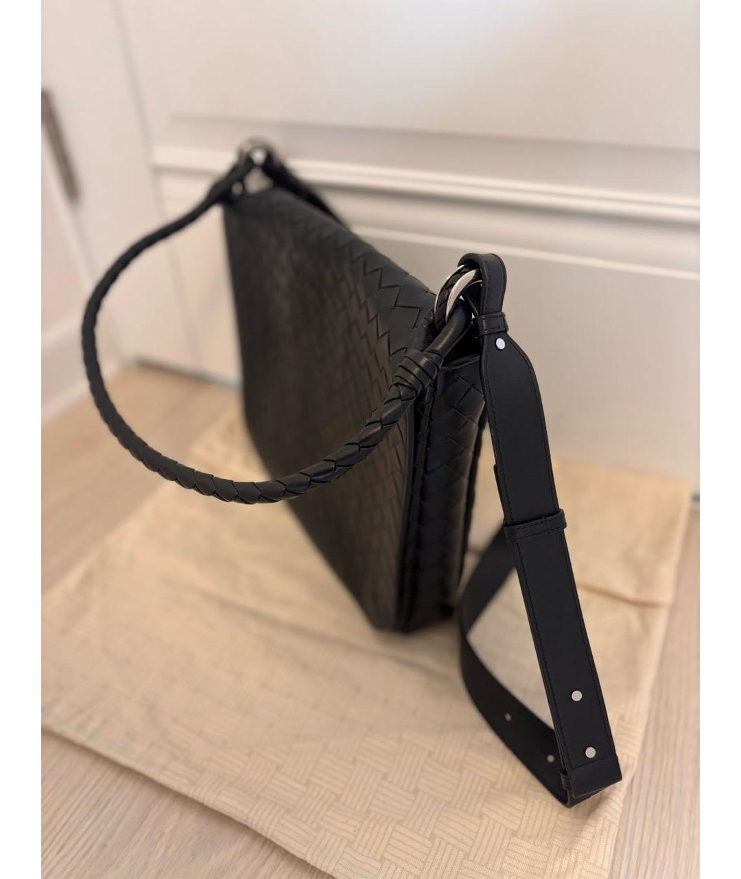 BOTTEGA VENETA Черная кожаная сумка на плечо, фото 2