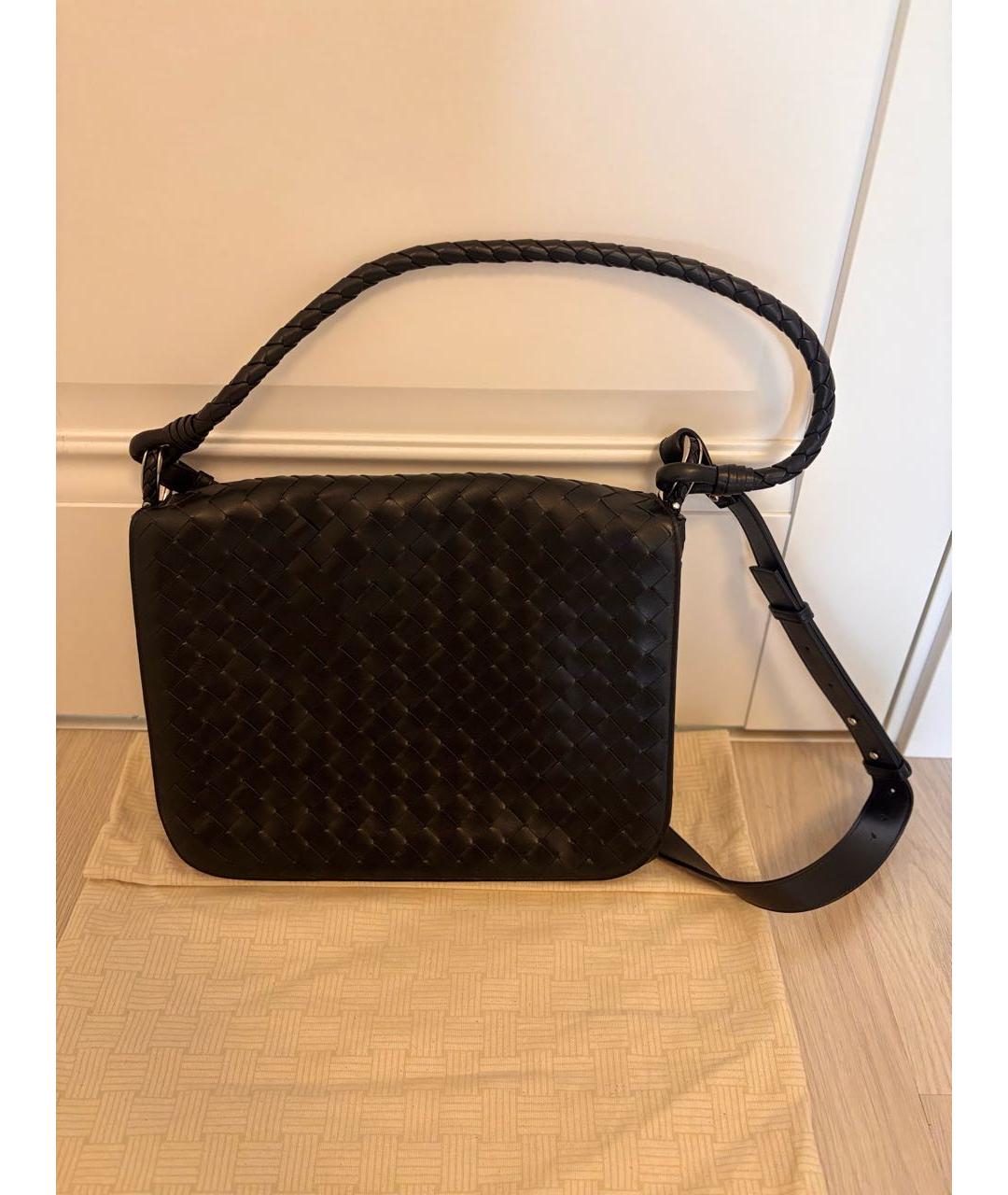 BOTTEGA VENETA Черная кожаная сумка на плечо, фото 6