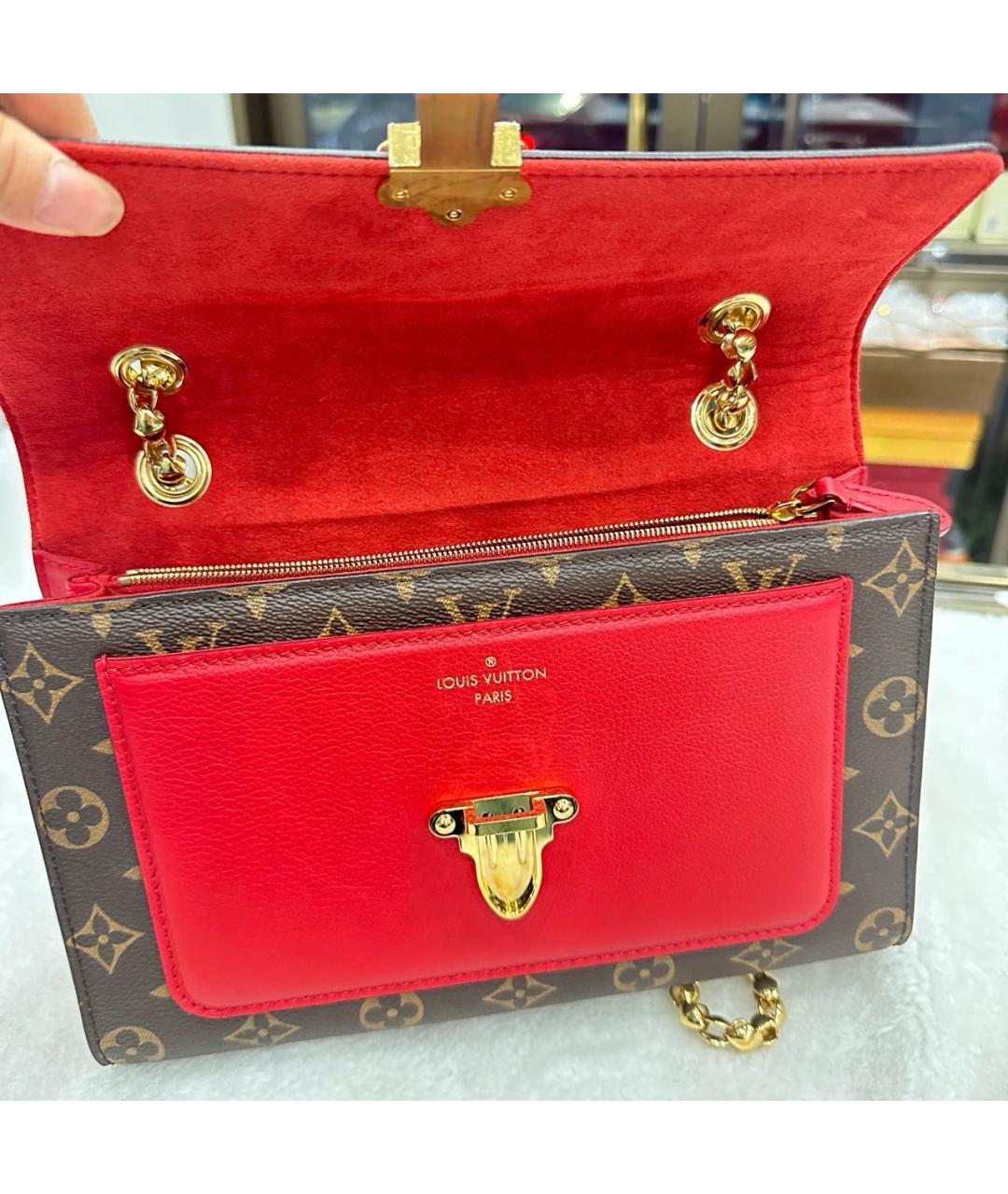 LOUIS VUITTON Красная кожаная сумка через плечо, фото 8