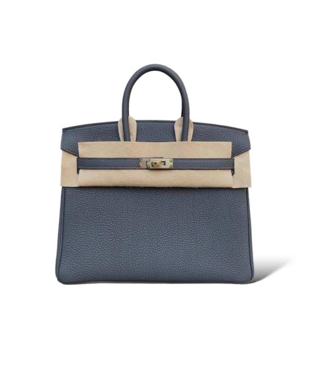 HERMES Антрацитовая кожаная сумка с короткими ручками, фото 1