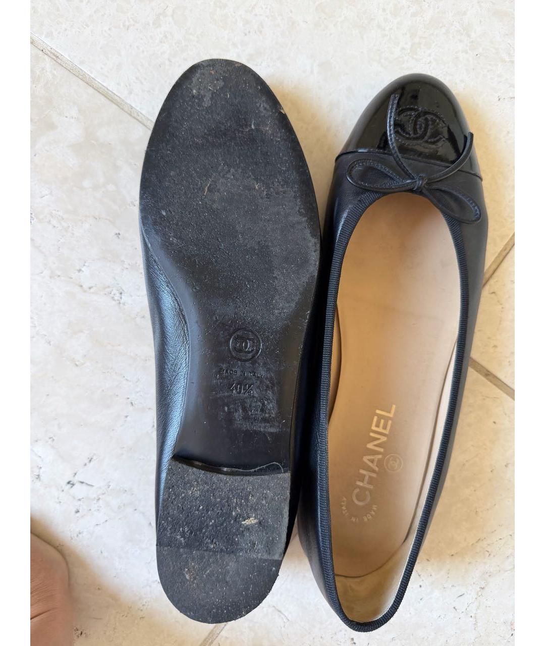 CHANEL Черные кожаные балетки, фото 3