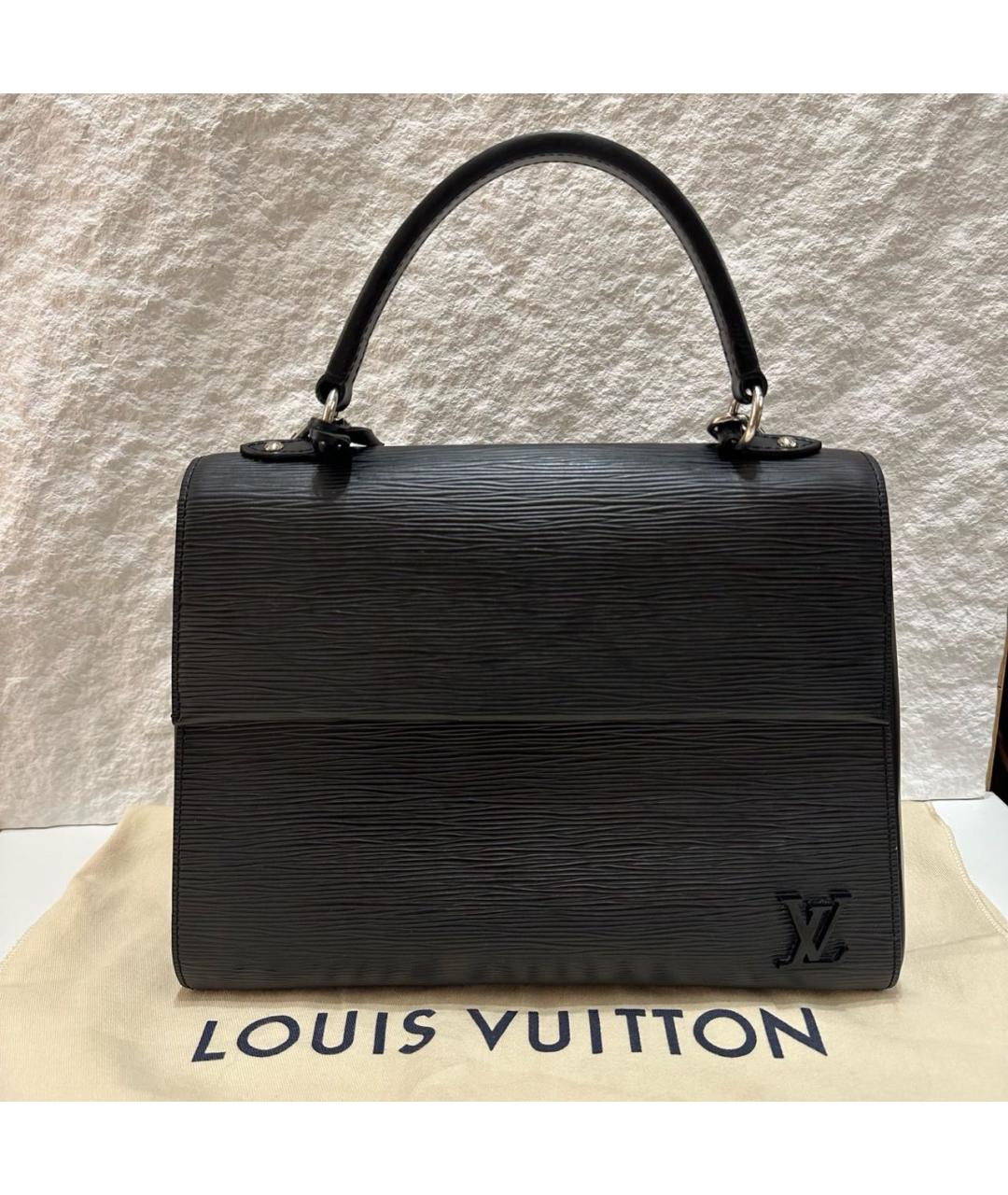 LOUIS VUITTON Черная кожаная сумка с короткими ручками, фото 9