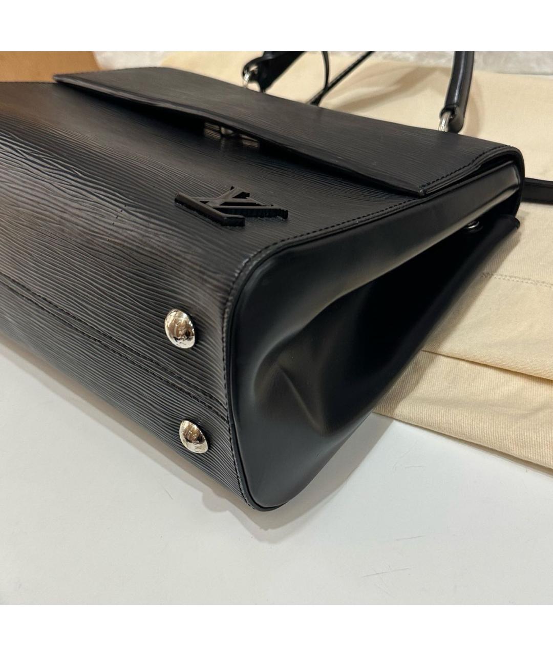 LOUIS VUITTON Черная кожаная сумка с короткими ручками, фото 3