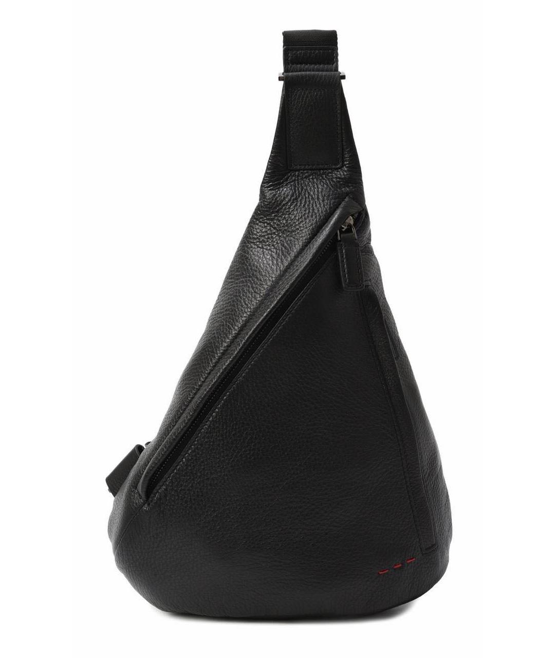 KITON Черный кожаный рюкзак, фото 9