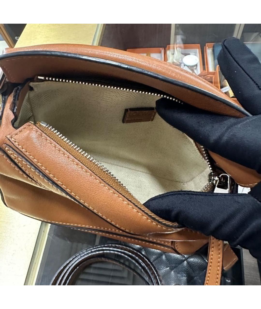 LOEWE Коричневая кожаная сумка через плечо, фото 3