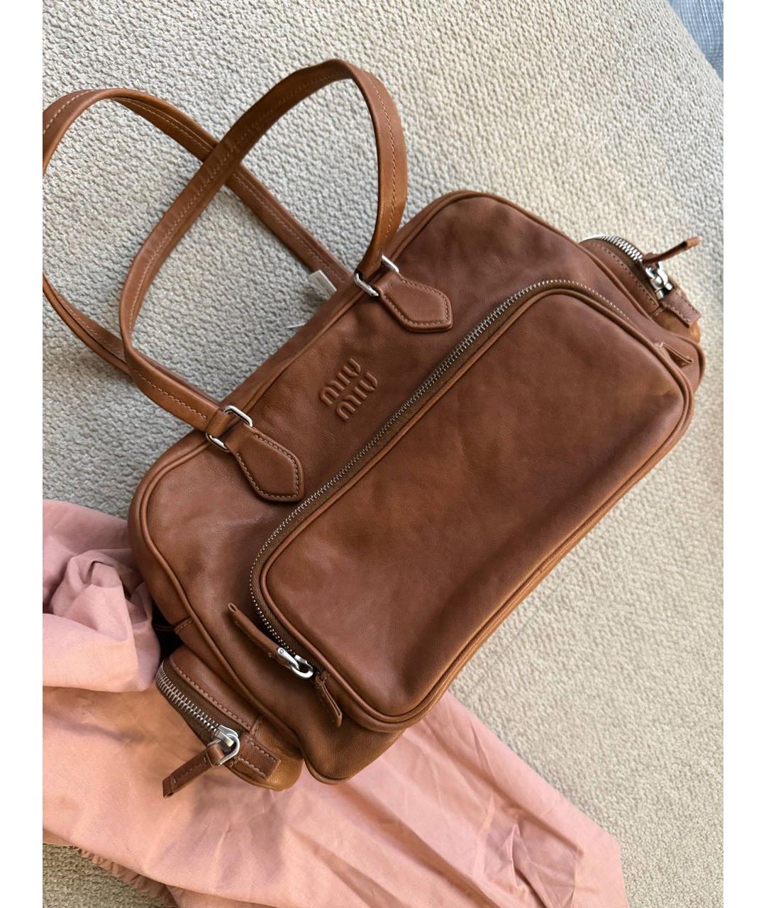 MIU MIU Коричневая кожаная сумка тоут, фото 6