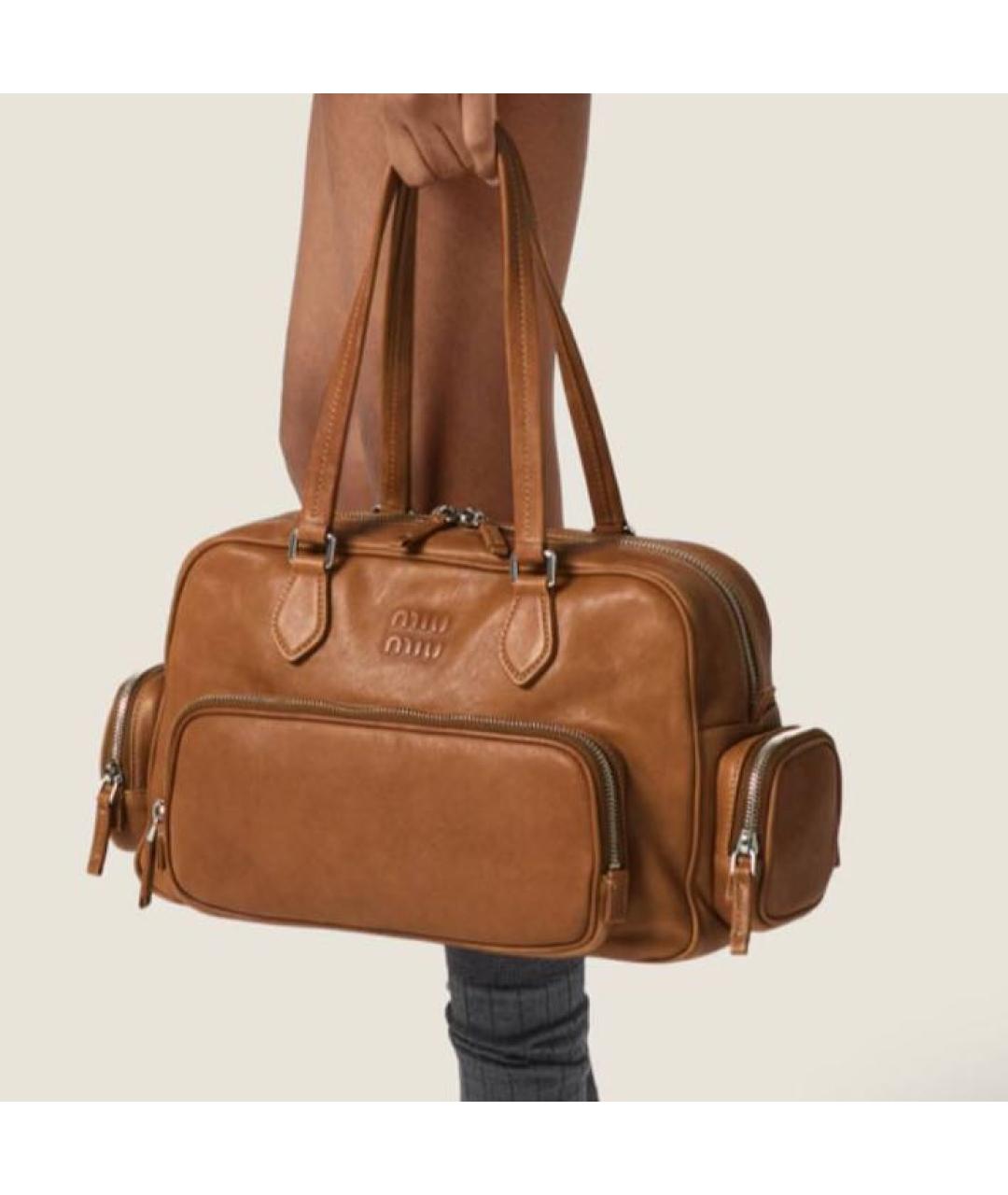 MIU MIU Коричневая кожаная сумка тоут, фото 7