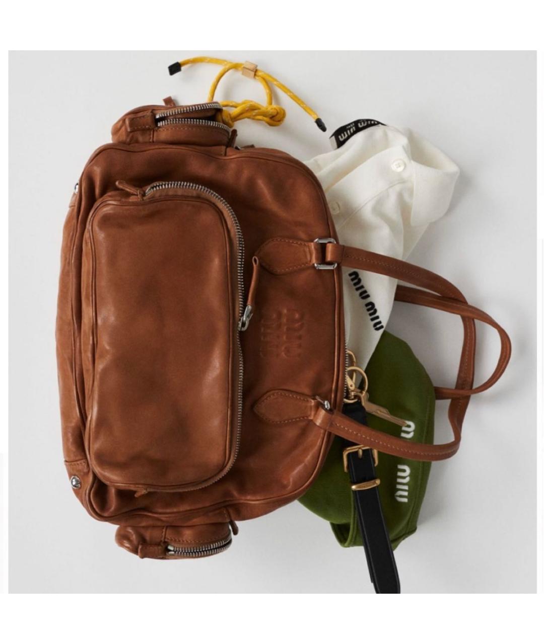 MIU MIU Коричневая кожаная сумка тоут, фото 3