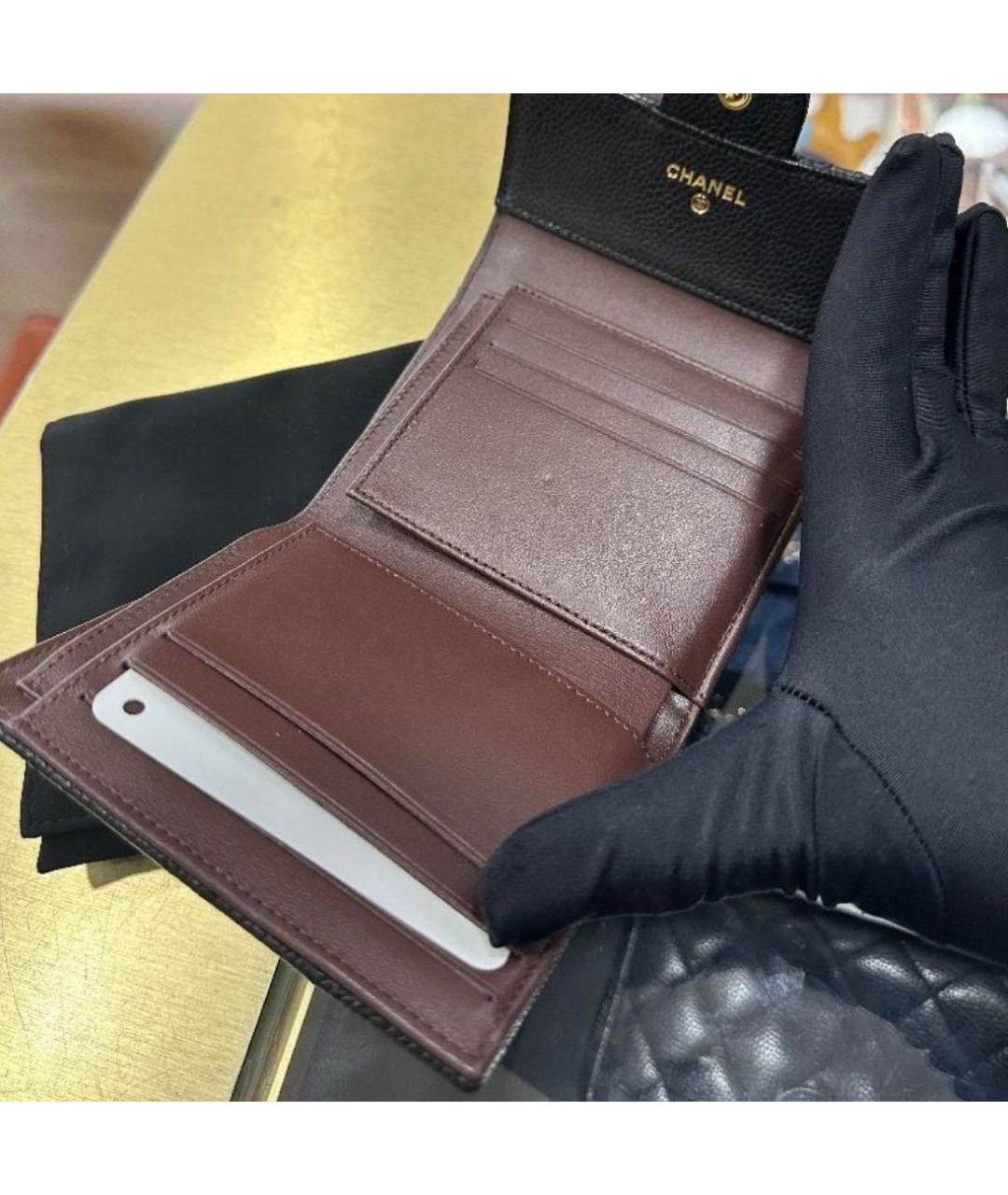 CHANEL Черный кожаный кошелек, фото 7