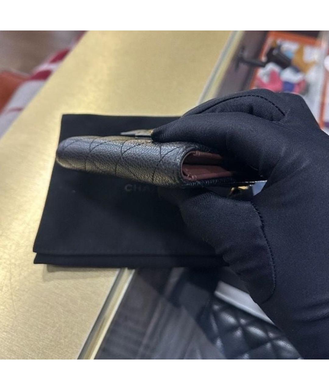 CHANEL Черный кожаный кошелек, фото 3