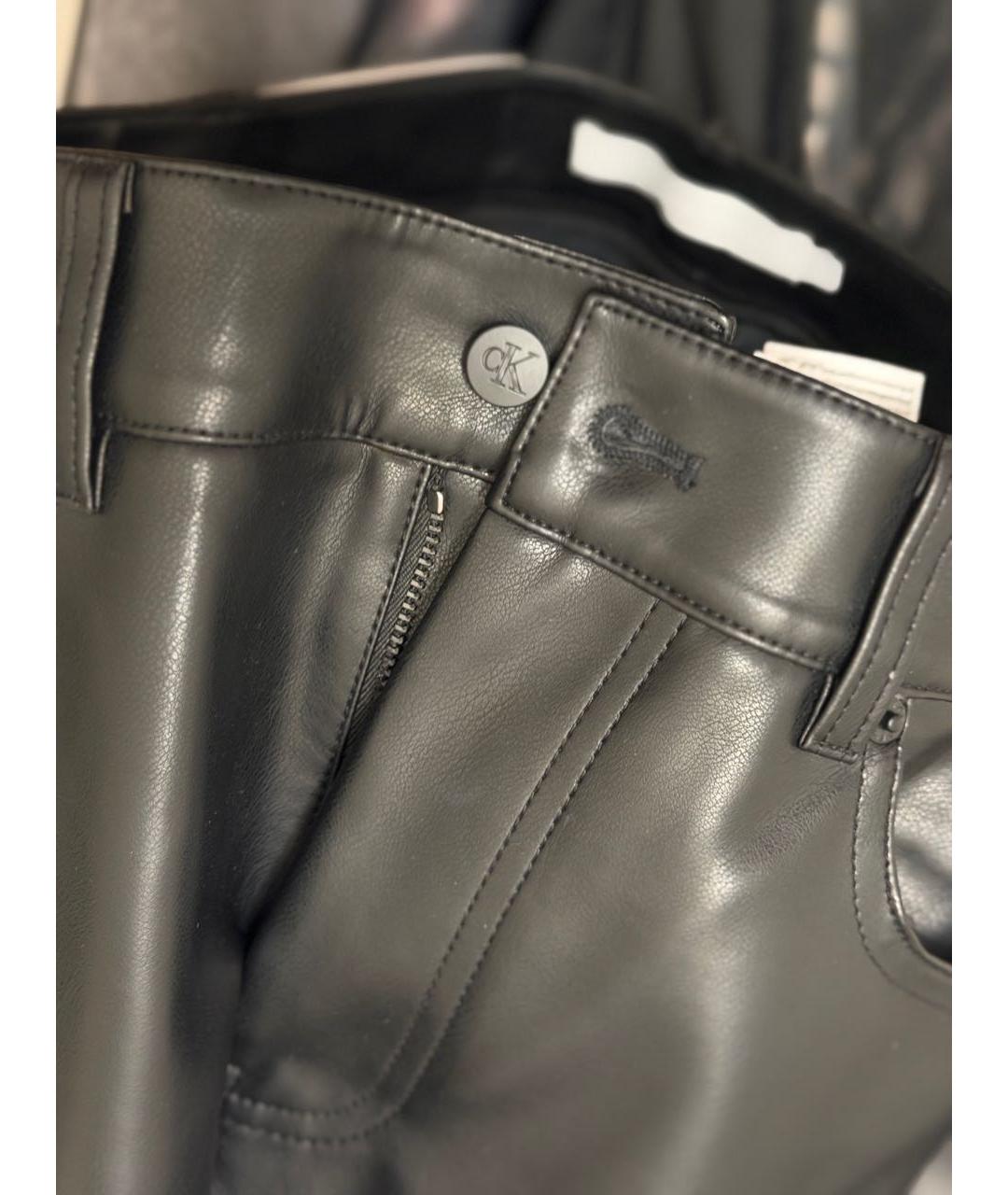 CALVIN KLEIN Черные полиуретановые прямые брюки, фото 7