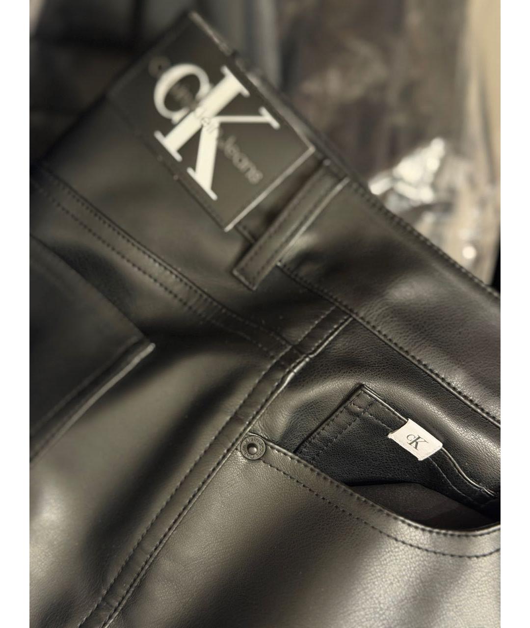 CALVIN KLEIN Черные полиуретановые прямые брюки, фото 4