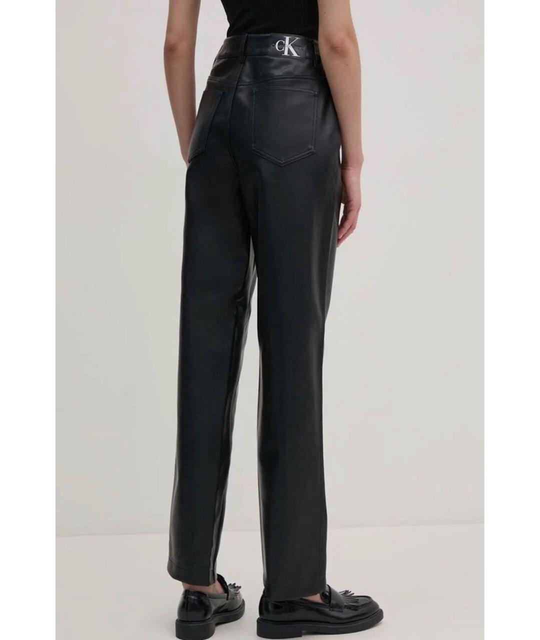 CALVIN KLEIN Черные полиуретановые прямые брюки, фото 2