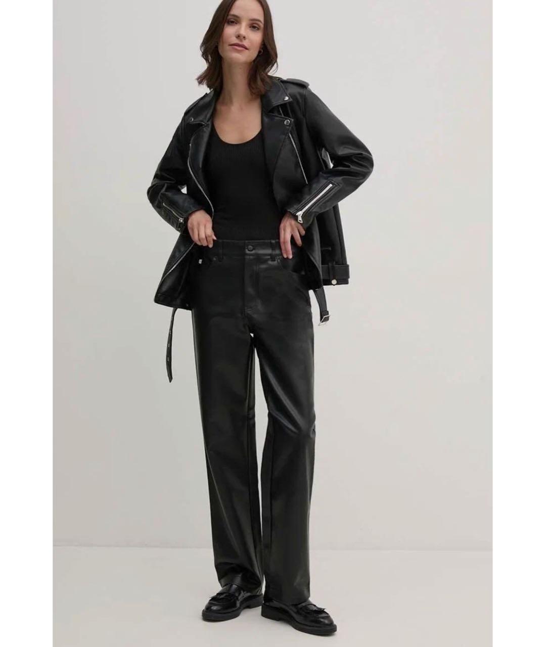 CALVIN KLEIN Черные полиуретановые прямые брюки, фото 5