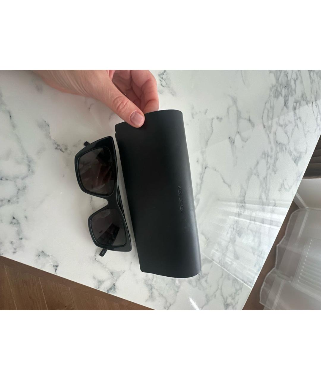 SAINT LAURENT Черные пластиковые солнцезащитные очки, фото 4