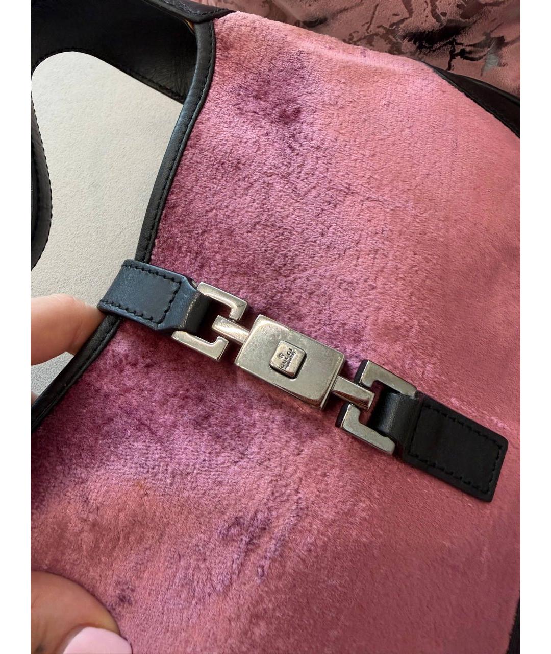 GUCCI Розовая бархатная сумка с короткими ручками, фото 5