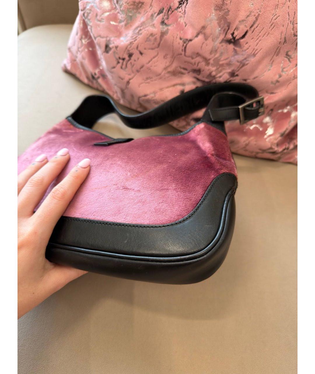 GUCCI Розовая бархатная сумка с короткими ручками, фото 4