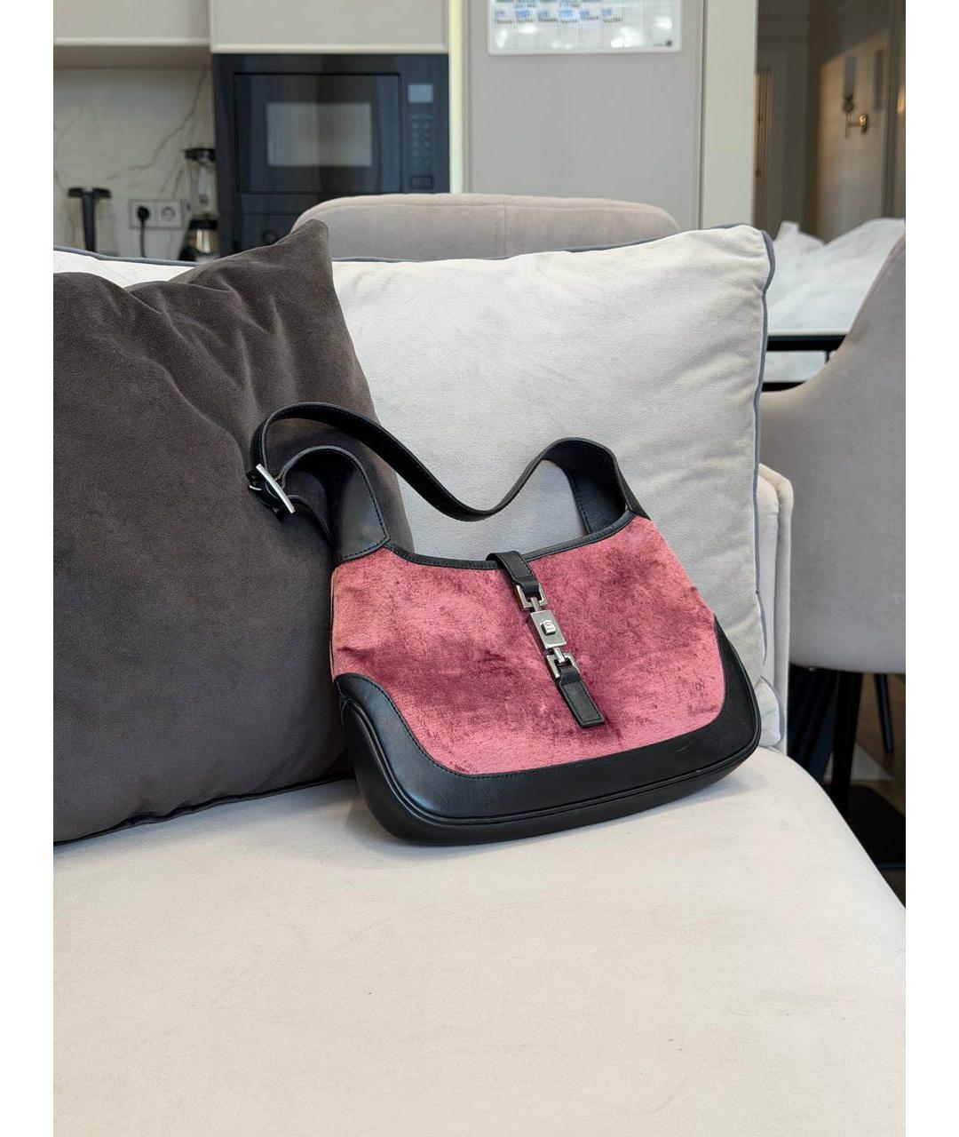 GUCCI Розовая бархатная сумка с короткими ручками, фото 2