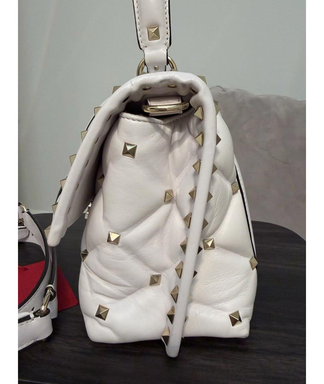VALENTINO Белая кожаная сумка с короткими ручками, фото 4