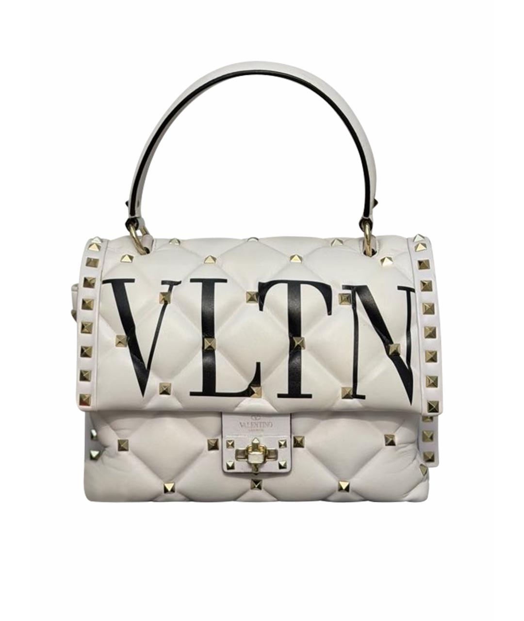 VALENTINO Белая кожаная сумка с короткими ручками, фото 1