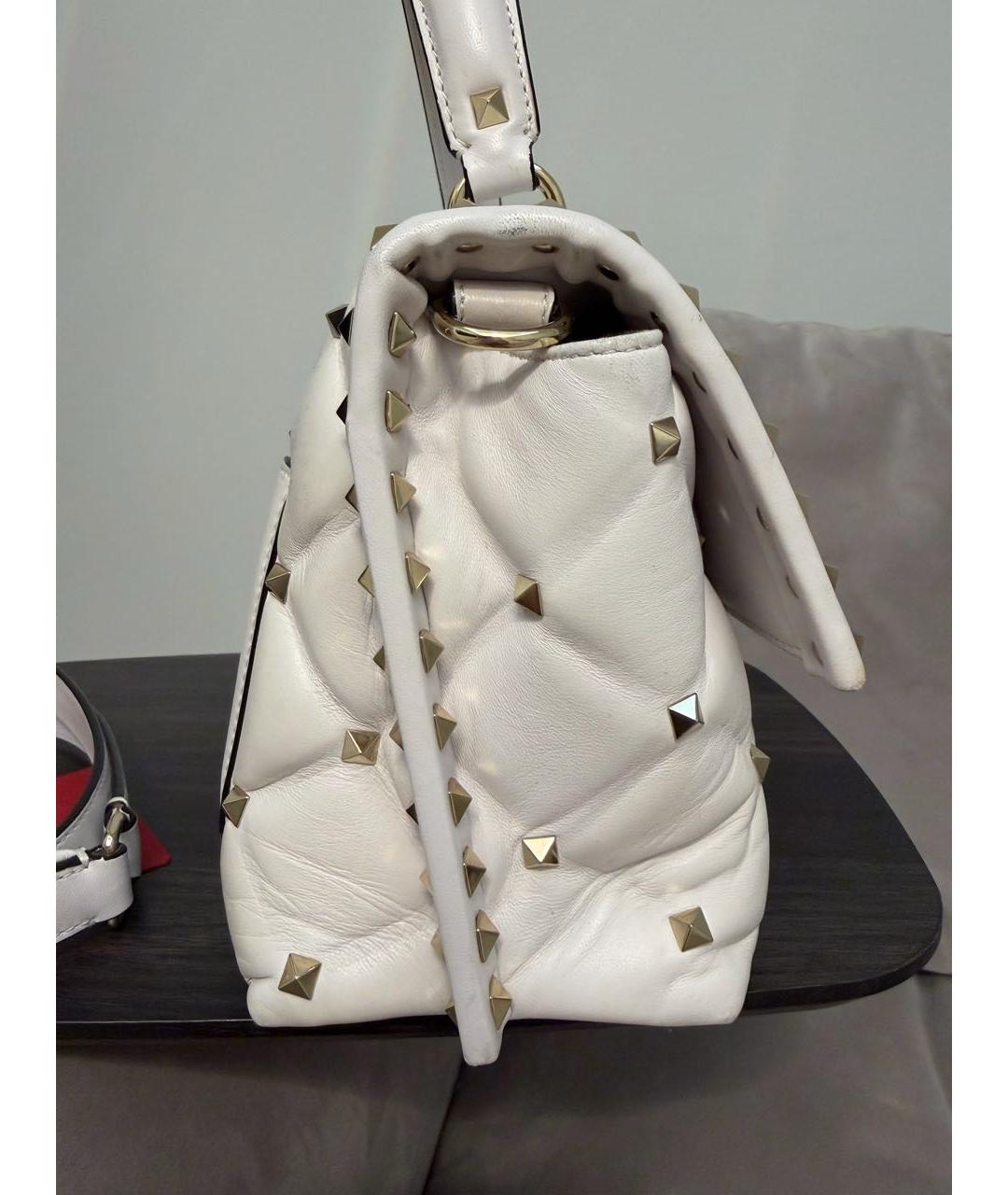 VALENTINO Белая кожаная сумка с короткими ручками, фото 3