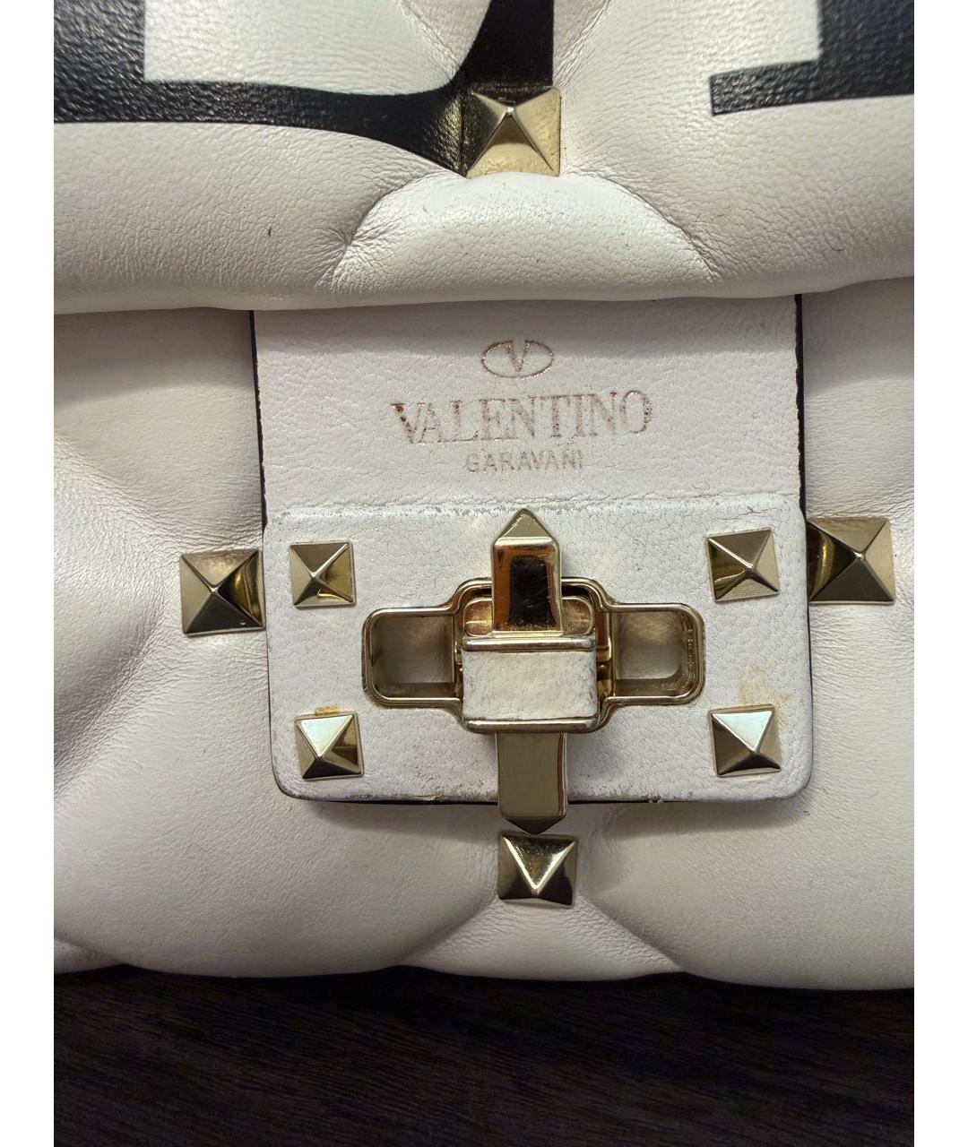 VALENTINO Белая кожаная сумка с короткими ручками, фото 6