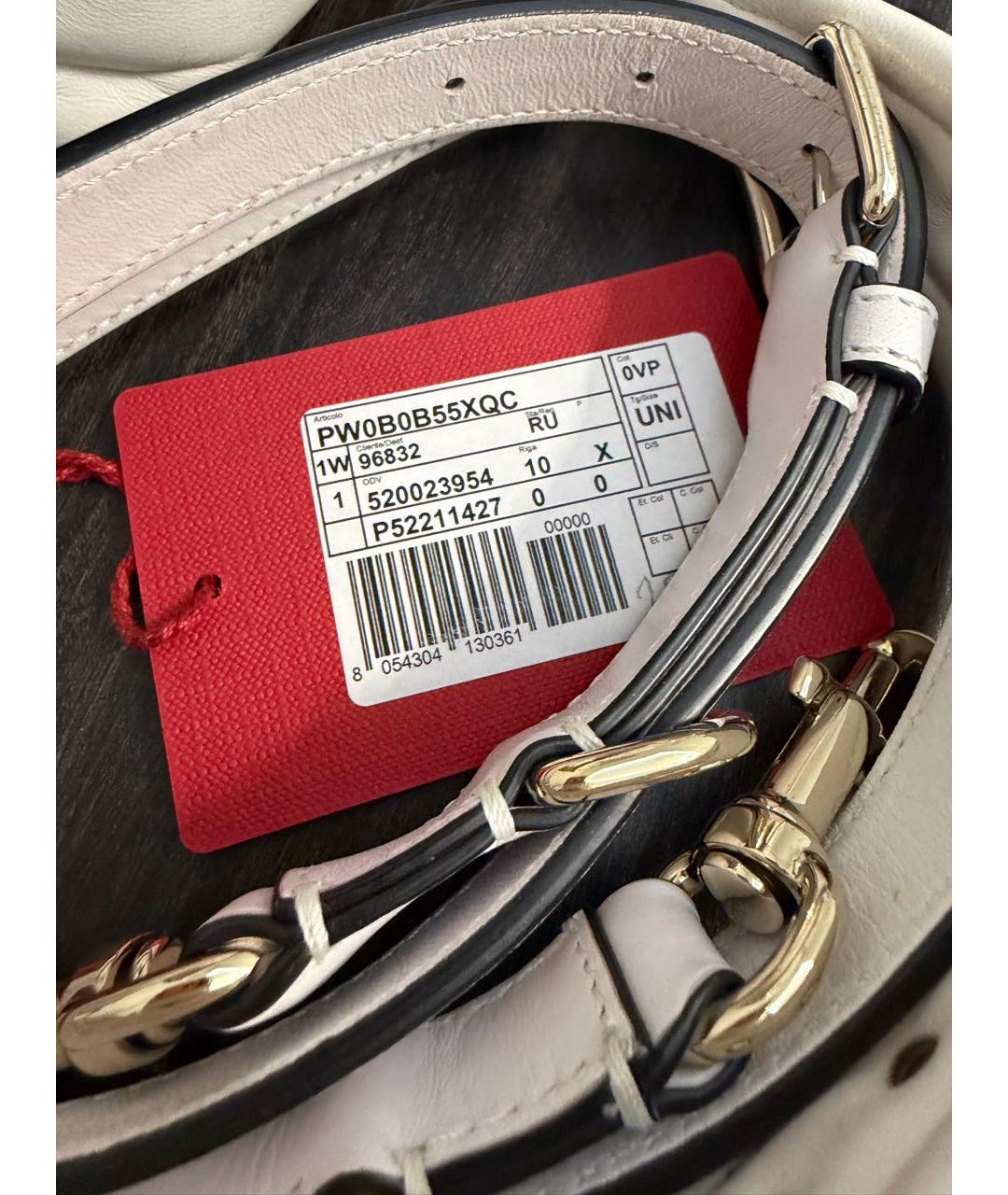 VALENTINO Белая кожаная сумка с короткими ручками, фото 7