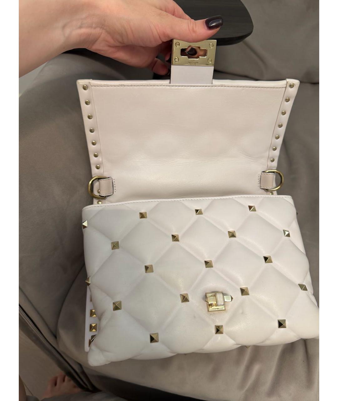 VALENTINO Белая кожаная сумка с короткими ручками, фото 8