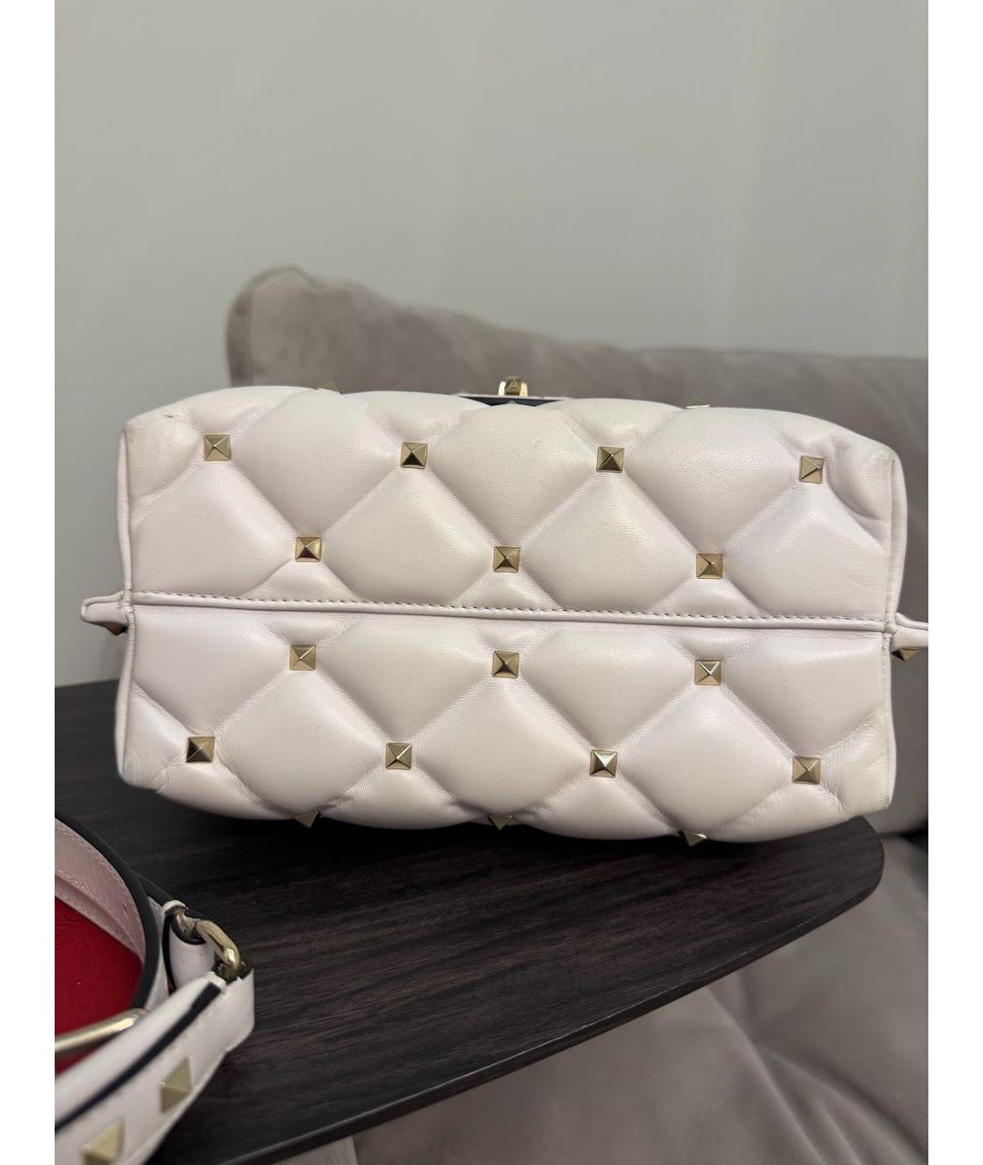 VALENTINO Белая кожаная сумка с короткими ручками, фото 5