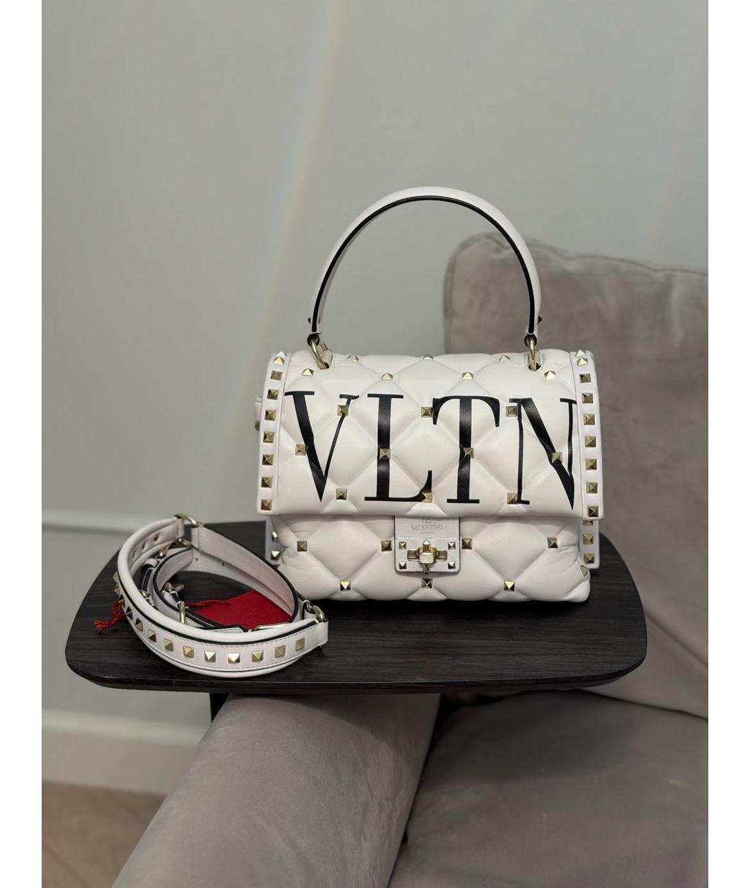 VALENTINO Белая кожаная сумка с короткими ручками, фото 9