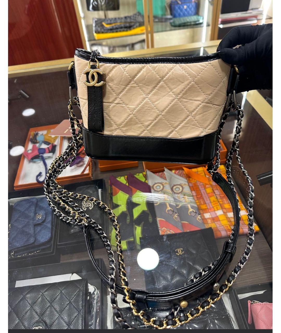 CHANEL Бежевая кожаная сумка через плечо, фото 4