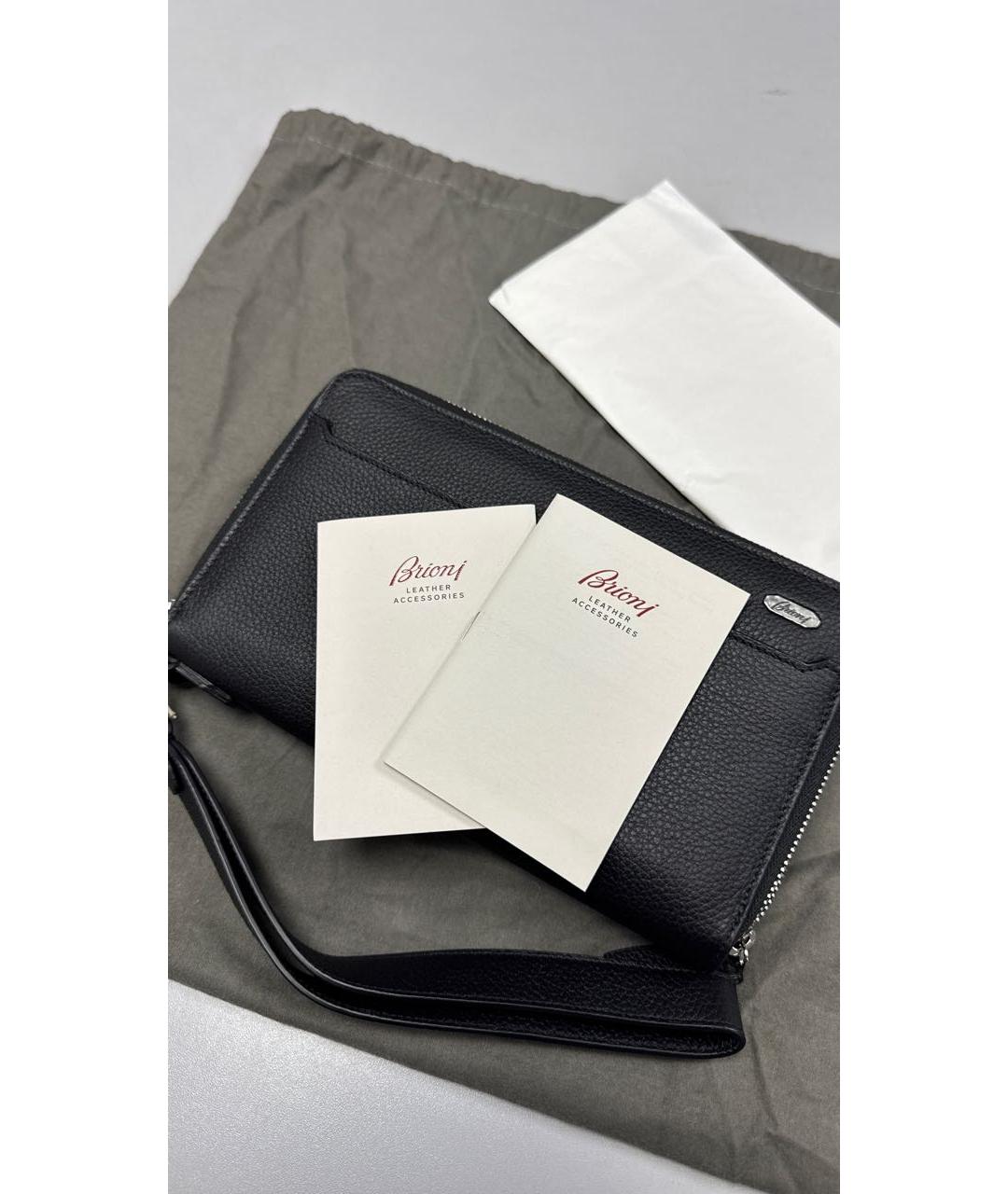 BRIONI Черный кожаный кошелек, фото 8