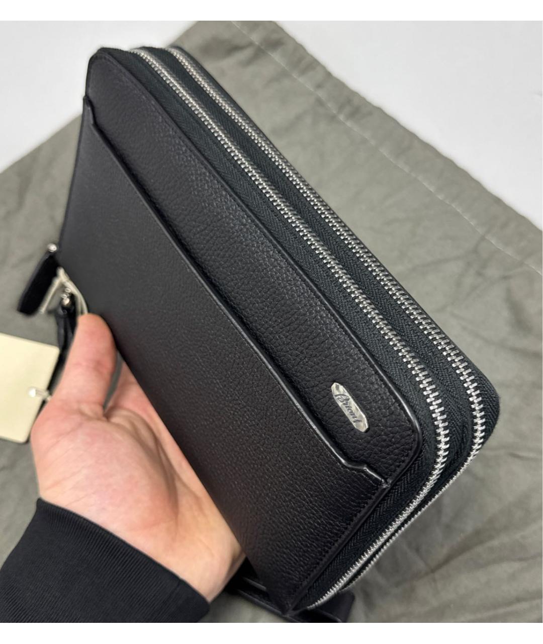 BRIONI Черный кожаный кошелек, фото 4