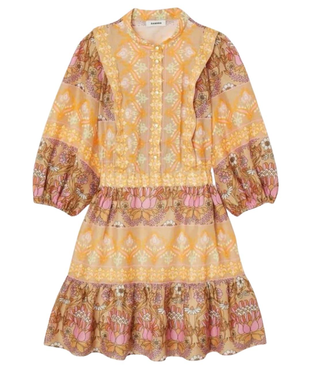 SANDRO Мульти льняное повседневное платье, фото 1