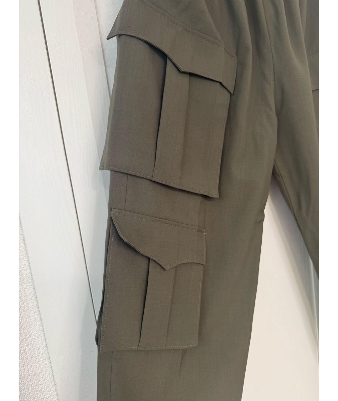 PRADA Хаки шерстяные прямые брюки, фото 2