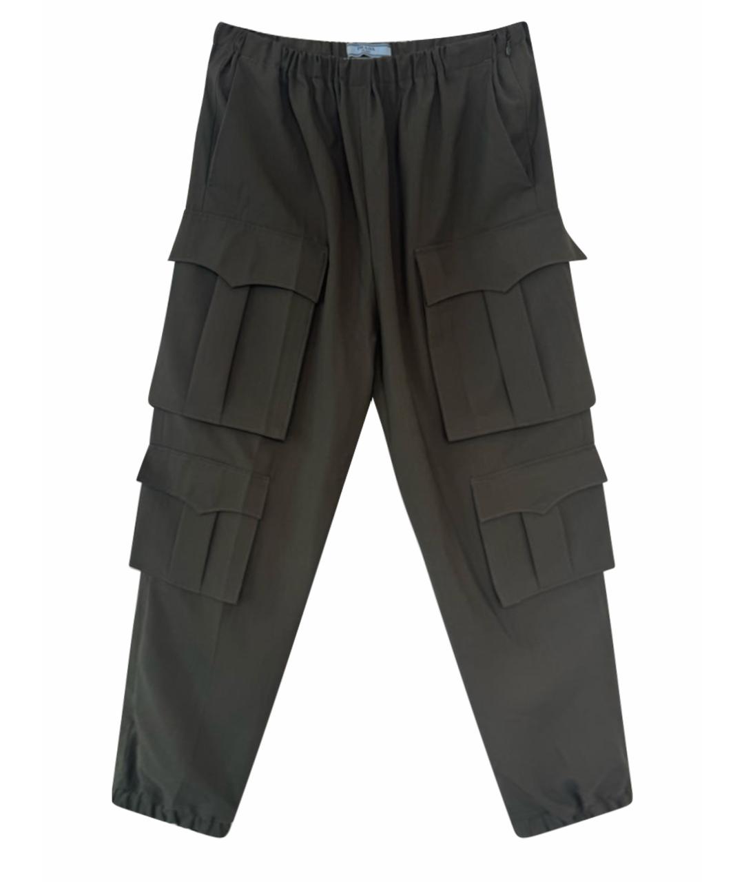 PRADA Хаки шерстяные прямые брюки, фото 1