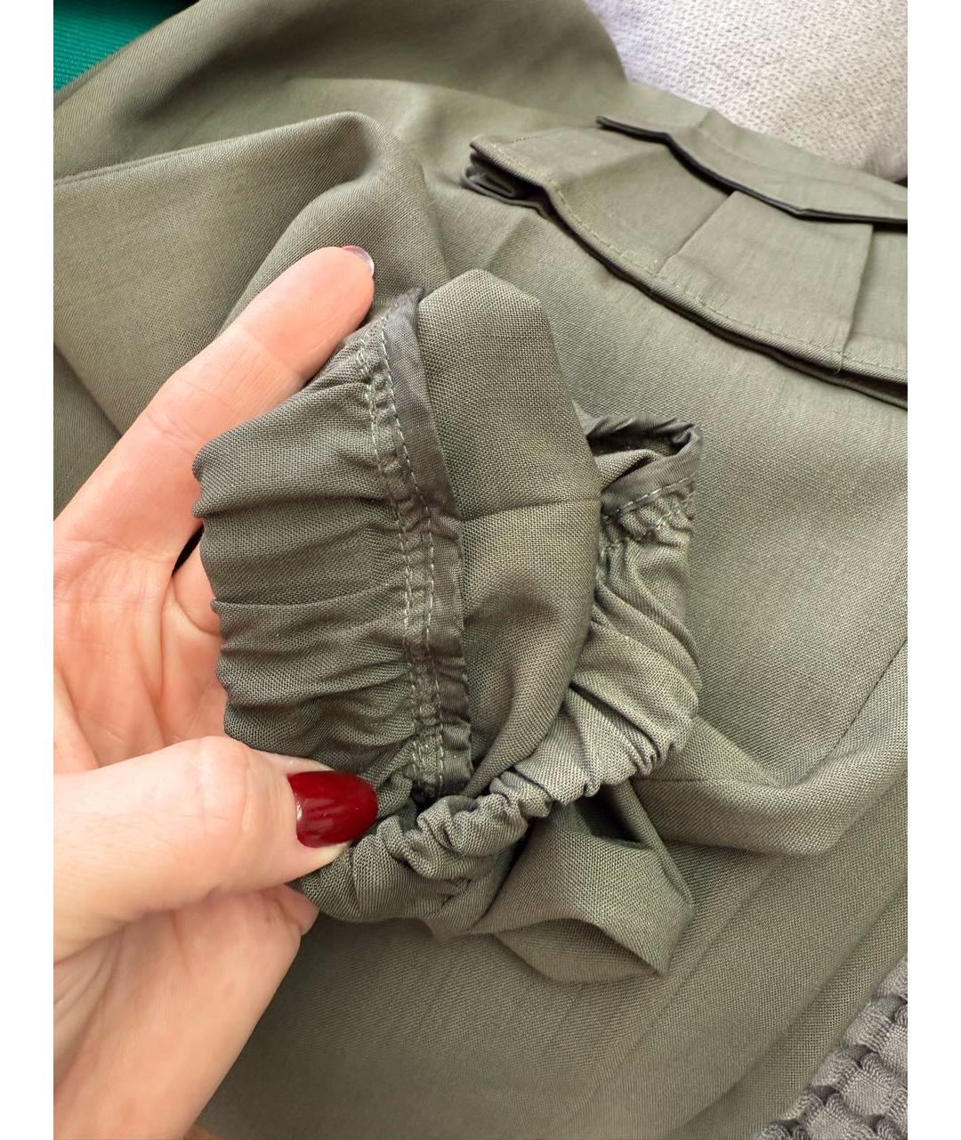 PRADA Хаки шерстяные прямые брюки, фото 5