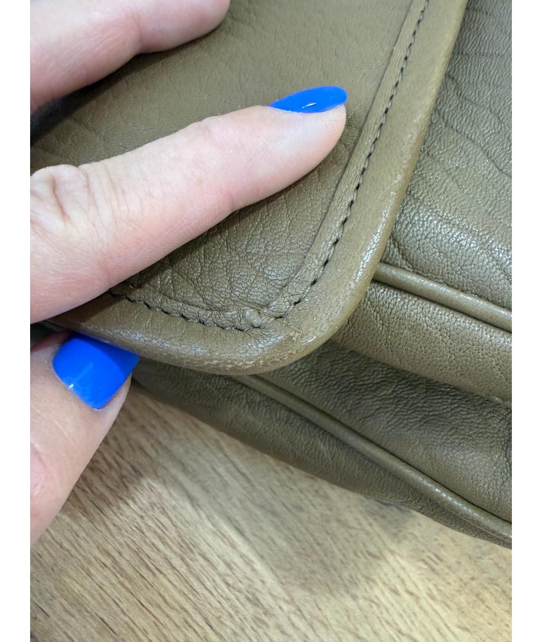 SAINT LAURENT Бежевая кожаная сумка через плечо, фото 7