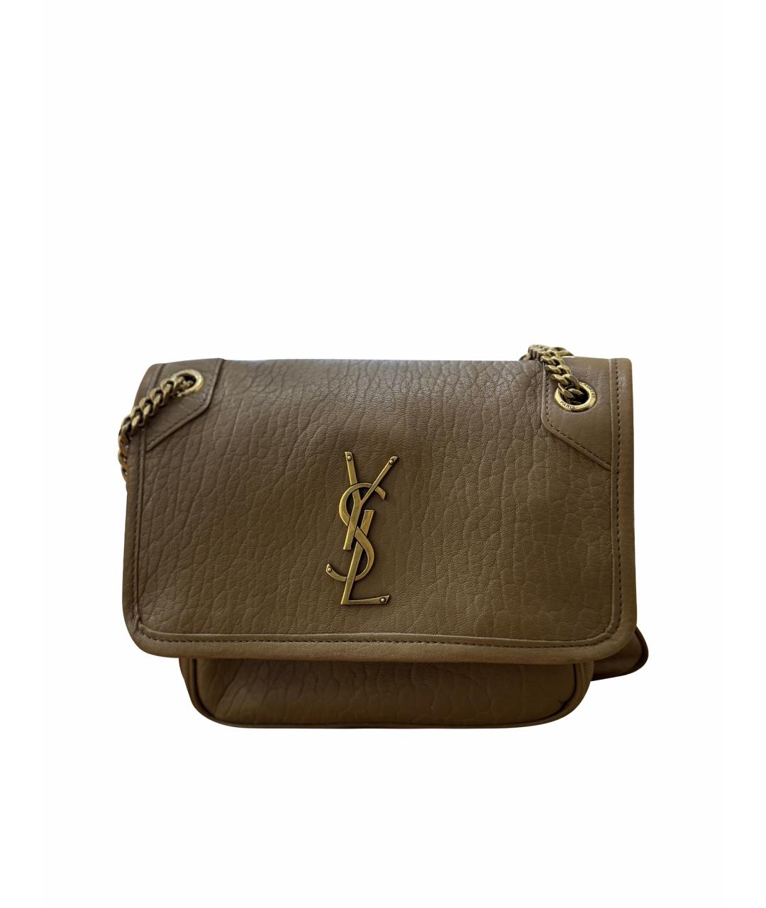 SAINT LAURENT Бежевая кожаная сумка через плечо, фото 1