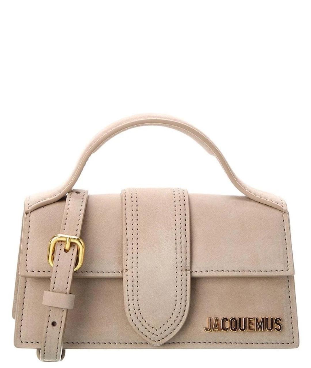 JACQUEMUS Бежевая замшевая сумка с короткими ручками, фото 9