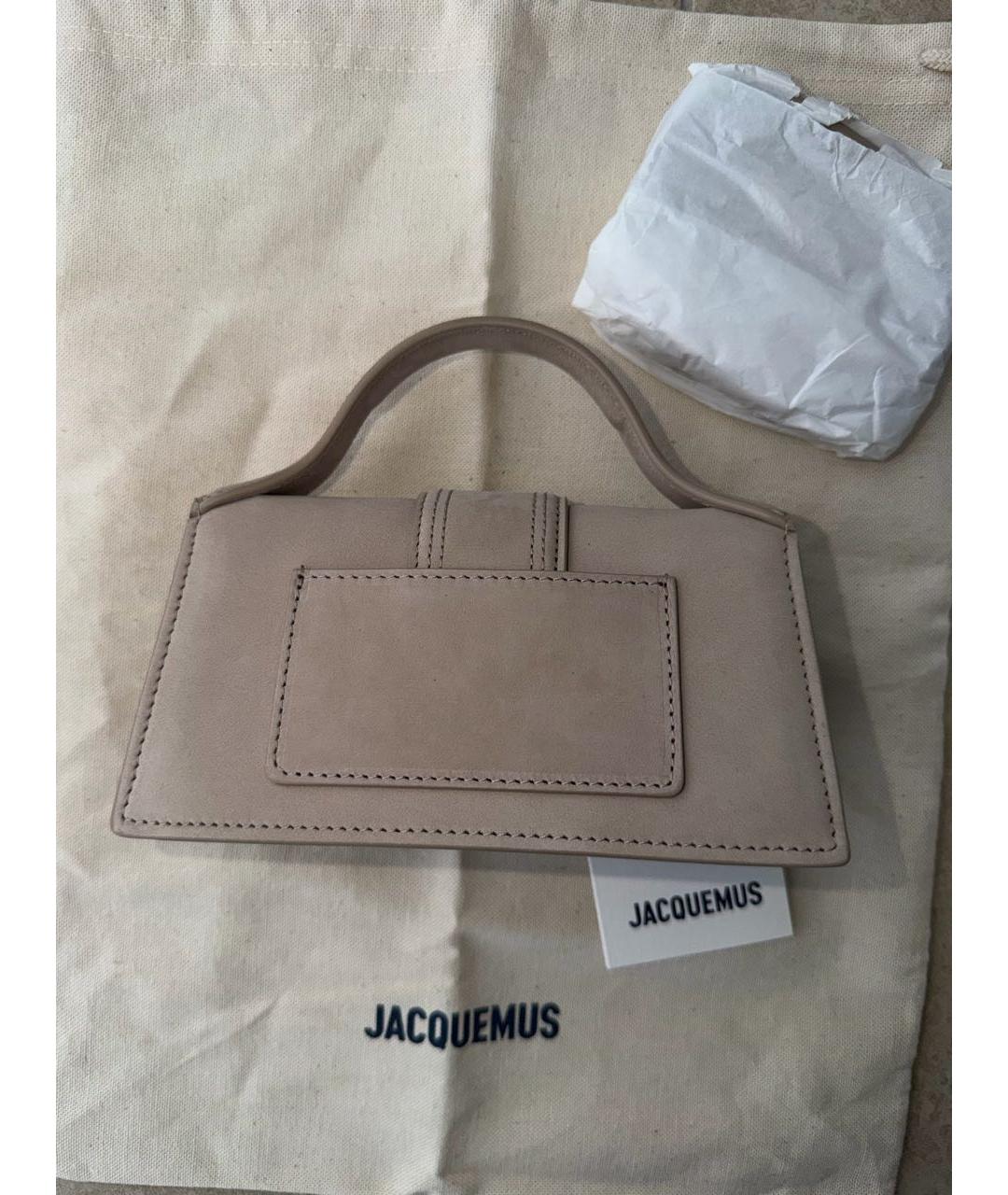 JACQUEMUS Бежевая замшевая сумка с короткими ручками, фото 8