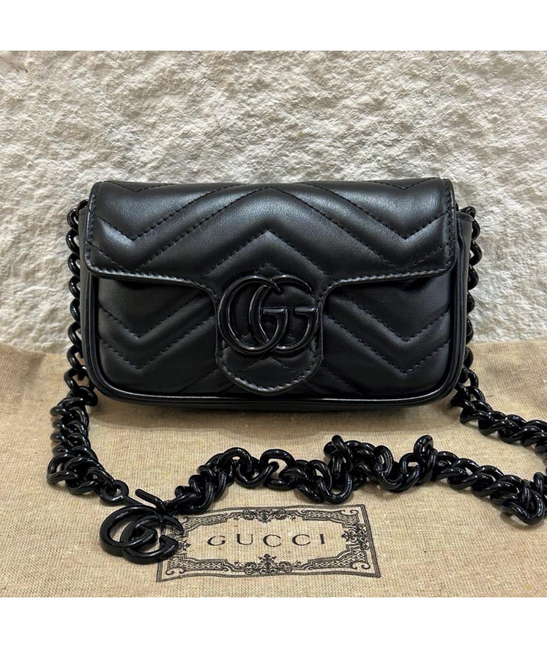 GUCCI Черная кожаная сумка через плечо, фото 8