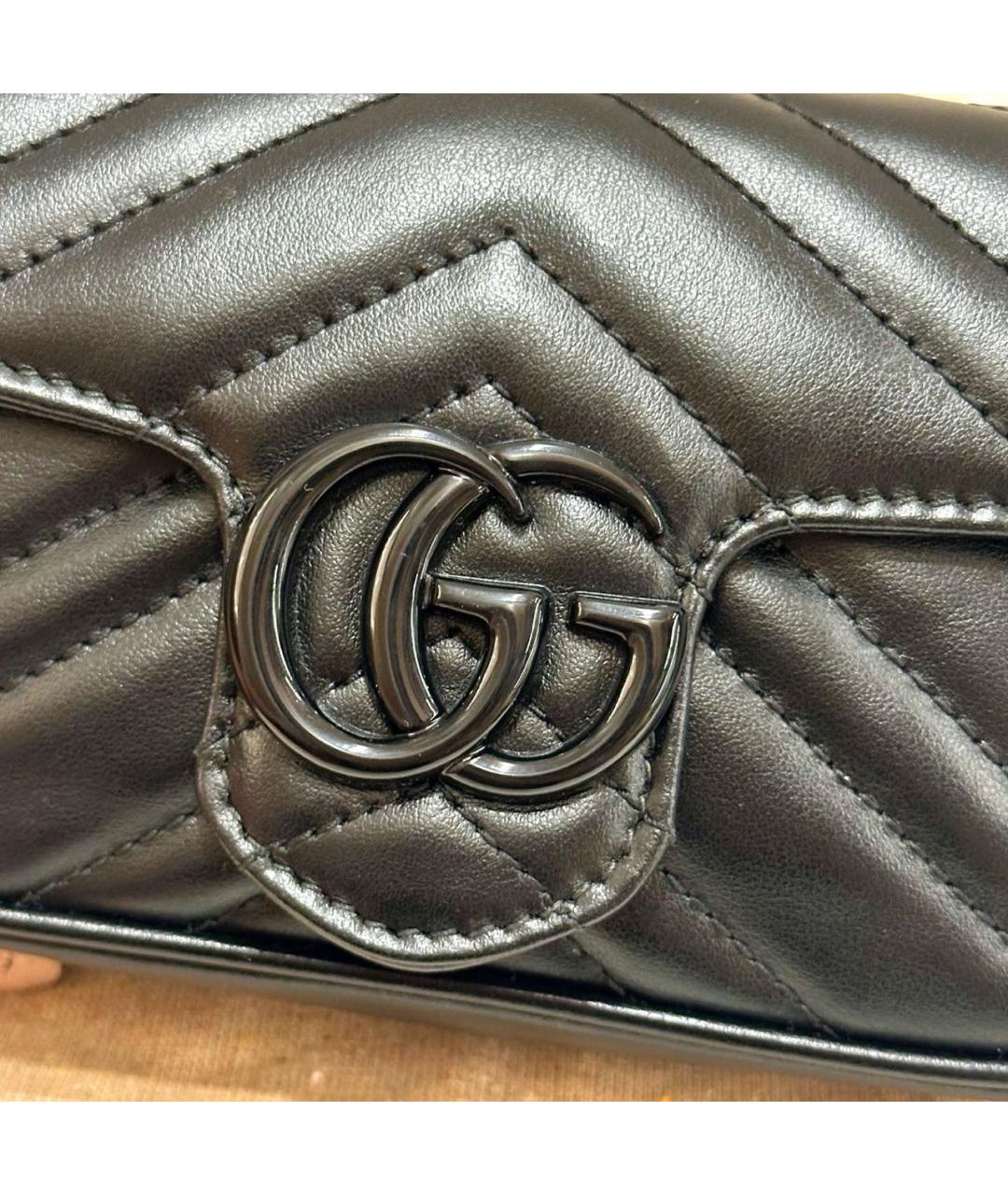 GUCCI Черная кожаная сумка через плечо, фото 6